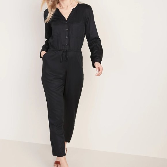 Pants - BRAND NEW Waist-Defined Utility Jumpsuit XL BLACK